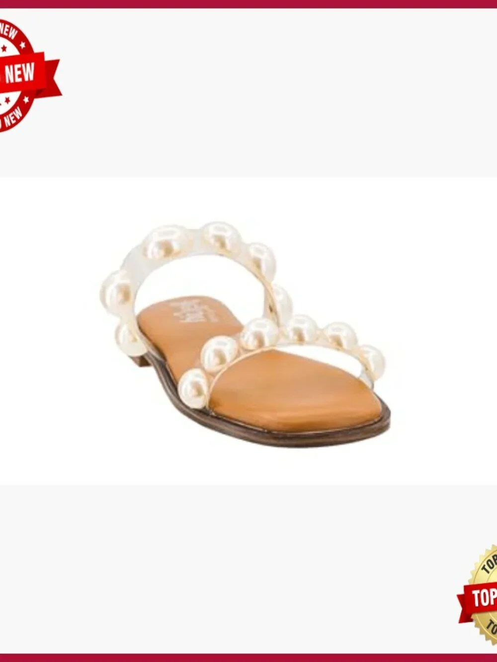 Women's Leather Sandals with Stud Accents, Cushioned Insole, Slip-On Style
